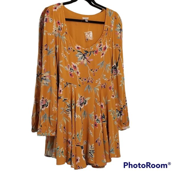 Floral Print Long-Sleeve Mini Dress, Size 2 NWOT - Picture 2 of 16